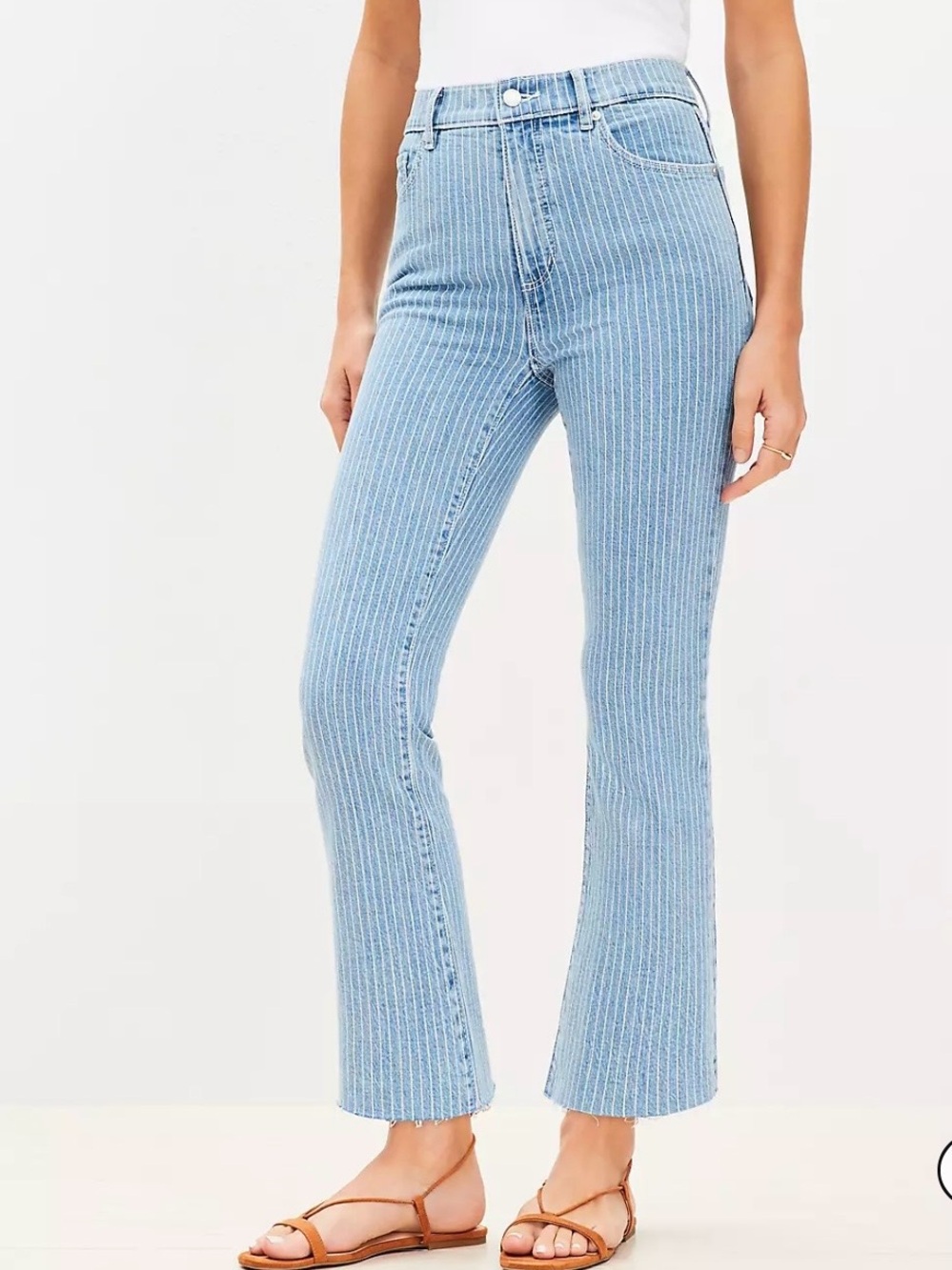 LOFT Fresh Cut High Rise Kick Crop Jeans in Blue Stripe Women’s Size 25